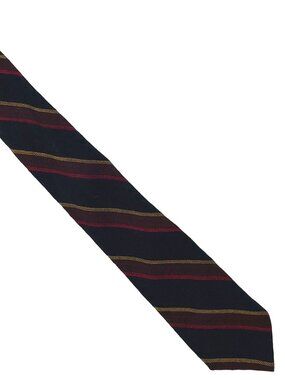 Vtg Black Brown Striped Red Yellow Accents Skinny Narrow Tie Necktie 2.25 x 54